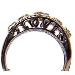 LOVE Ring 925 Silver • Diamond Hearts • Dark Blue Sapphire Edge • Size 6 or 5